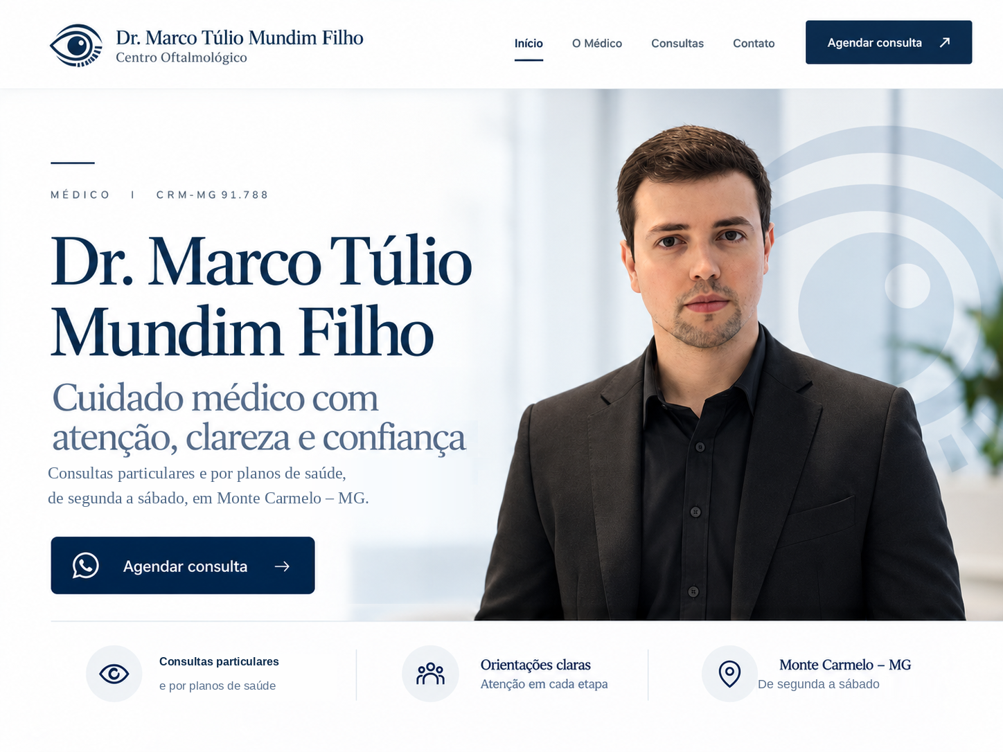 Página inicial aprovada do Dr. Marco Túlio Mundim Filho, com sua fotografia preservada sem alterações